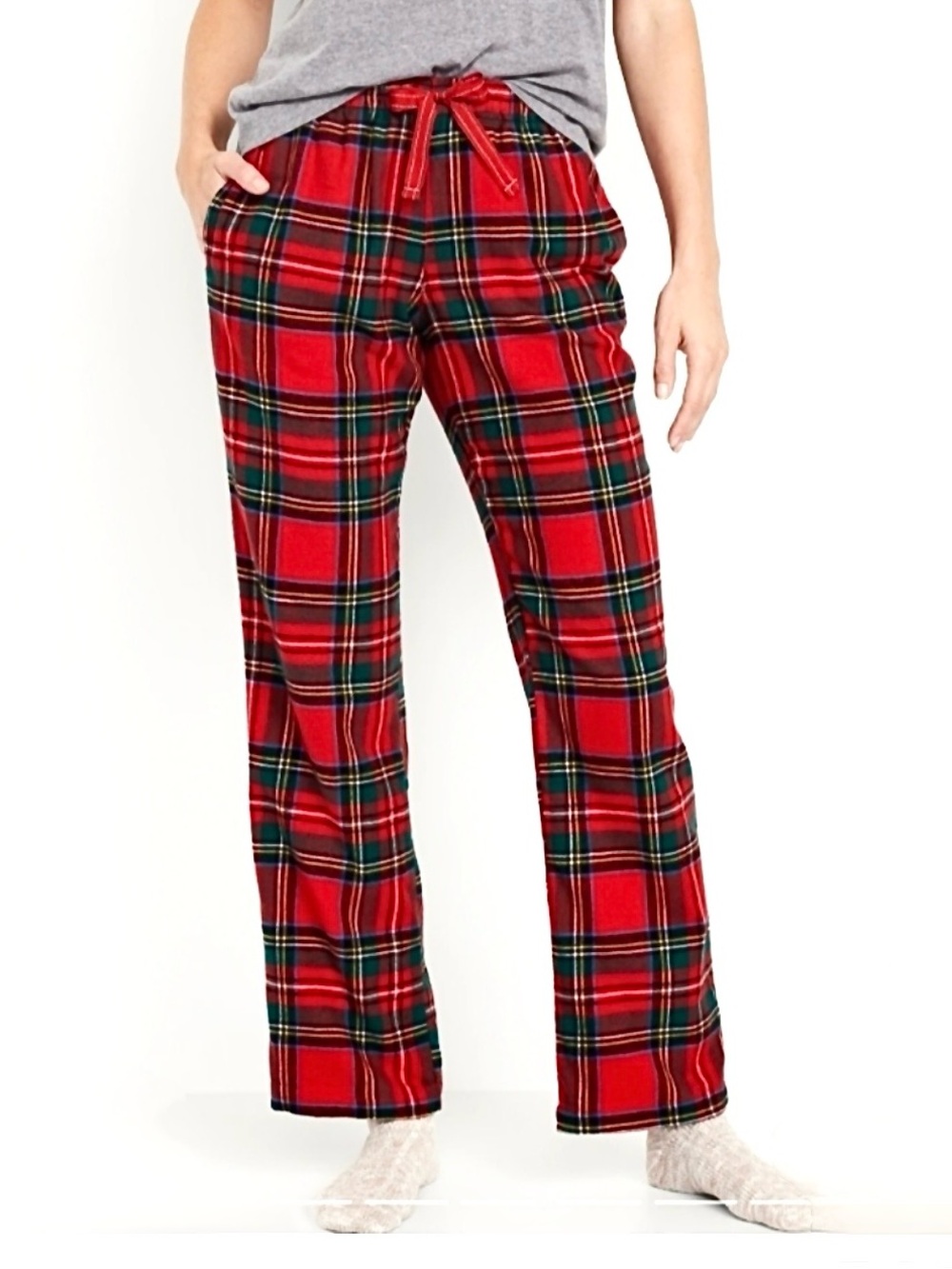 Old Navy Women’s Red Tartan Plaid Flannel Pajama Pants with Pockets Size S NWT